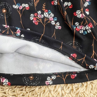  Vestido Manga Longa Malha Térmica com Flores Coloridas - Marinho